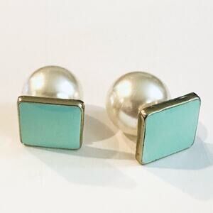 4 Double Sided Pearl Back Enamel Earrings Monogram Blanks